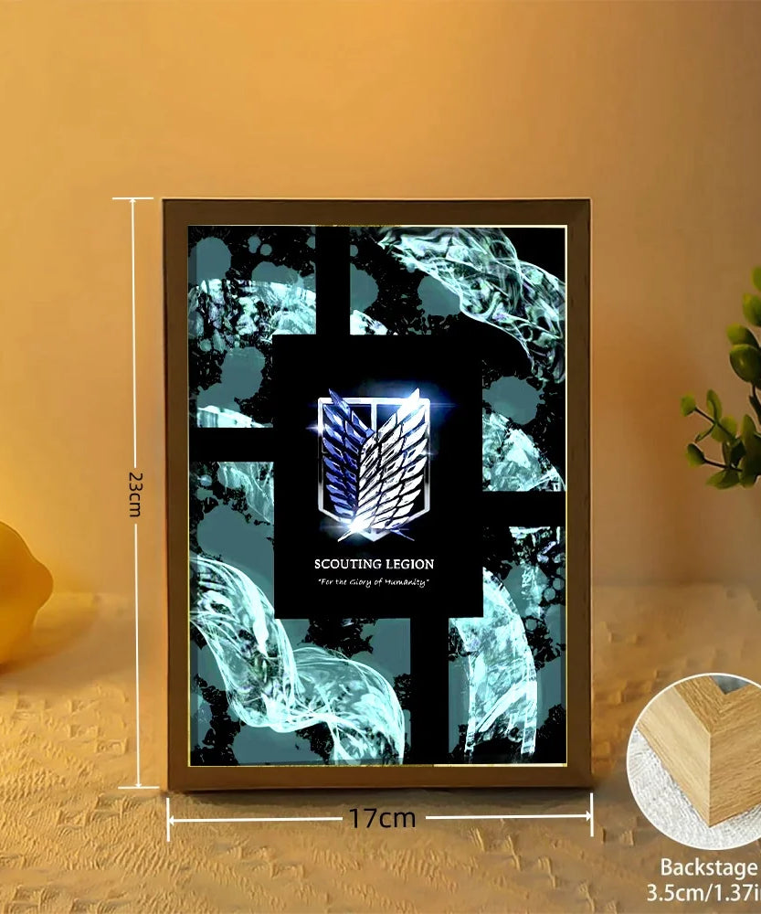 Anime Attack on Titan Night Light Painting Picture Frame Room Decor Home Wall Decorative Art For Bedroom Friends Gifts Moon Lamp