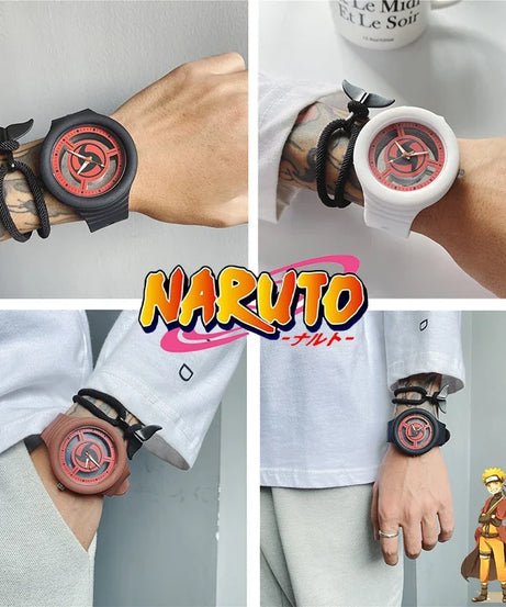 Naruto Sasuke Watch Men Anime Sharingan Fashion Simple Casual Watch Student Mechanical Sports Wristwatch Plastic Watch Band Gift