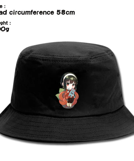 Anime Spy X Family Creative Peripheral Cute Outdoor Leisure Sunscreen Hat Art Versatile Cartoon Printed Fisherman's Hats