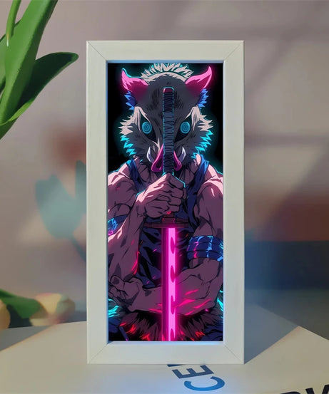 19.8cm/7.8in Demon Slayer LED Night 3D Box Light Anime Peripherals Table Lamp Figure Bedroom Ornament Funny Gifts Toy Decoration