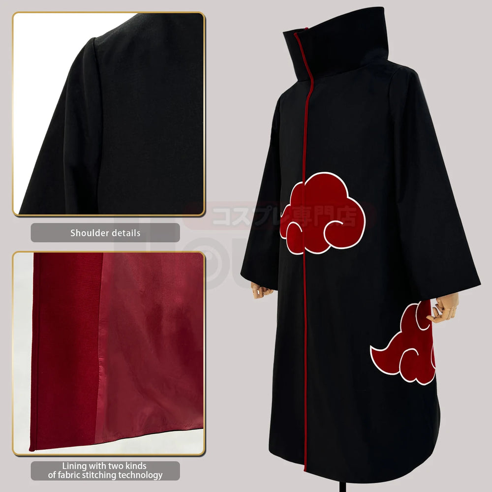 Anime Naruto Akatsuki & Taka Cloak Cosplay Costume – Embroidered Robe 4