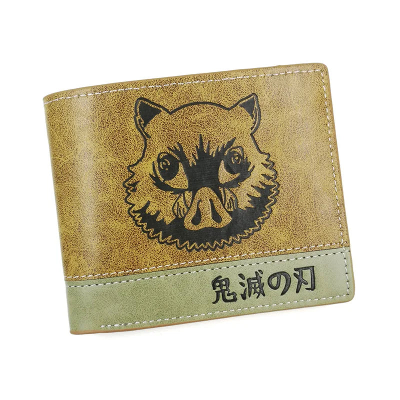 Anime demon slayer Man Bifold Wallets Khaki Card Holders Coin Purse