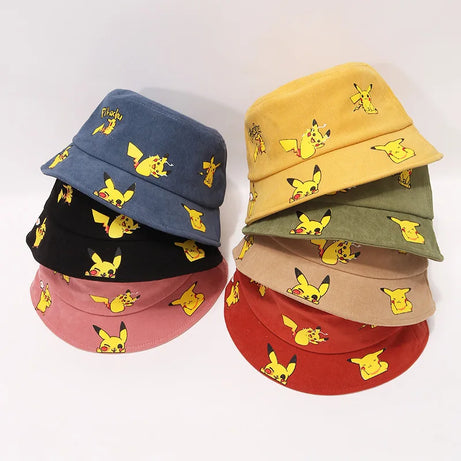 Anime Pokemon Pikachu Bucket Hat Panama Summer Sun Hat Cute Bucket Fisherman Beach Outdoor Hat Cap for Adult Birthday Gifts