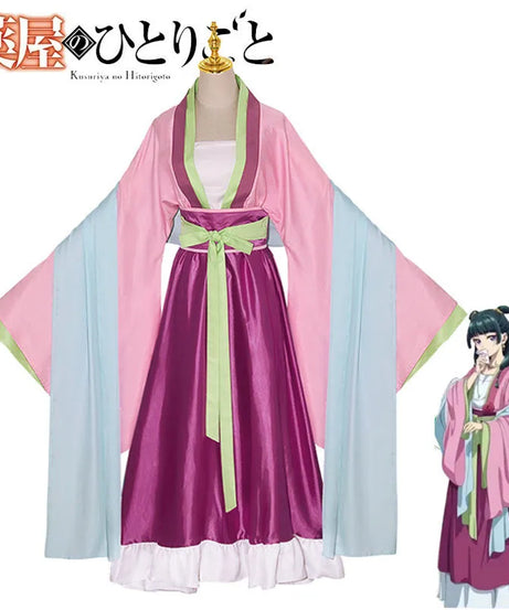 Maomao Cosplay Costume Wig Anime The Apothecary Diaries Pink Dress Halloween Party for Women