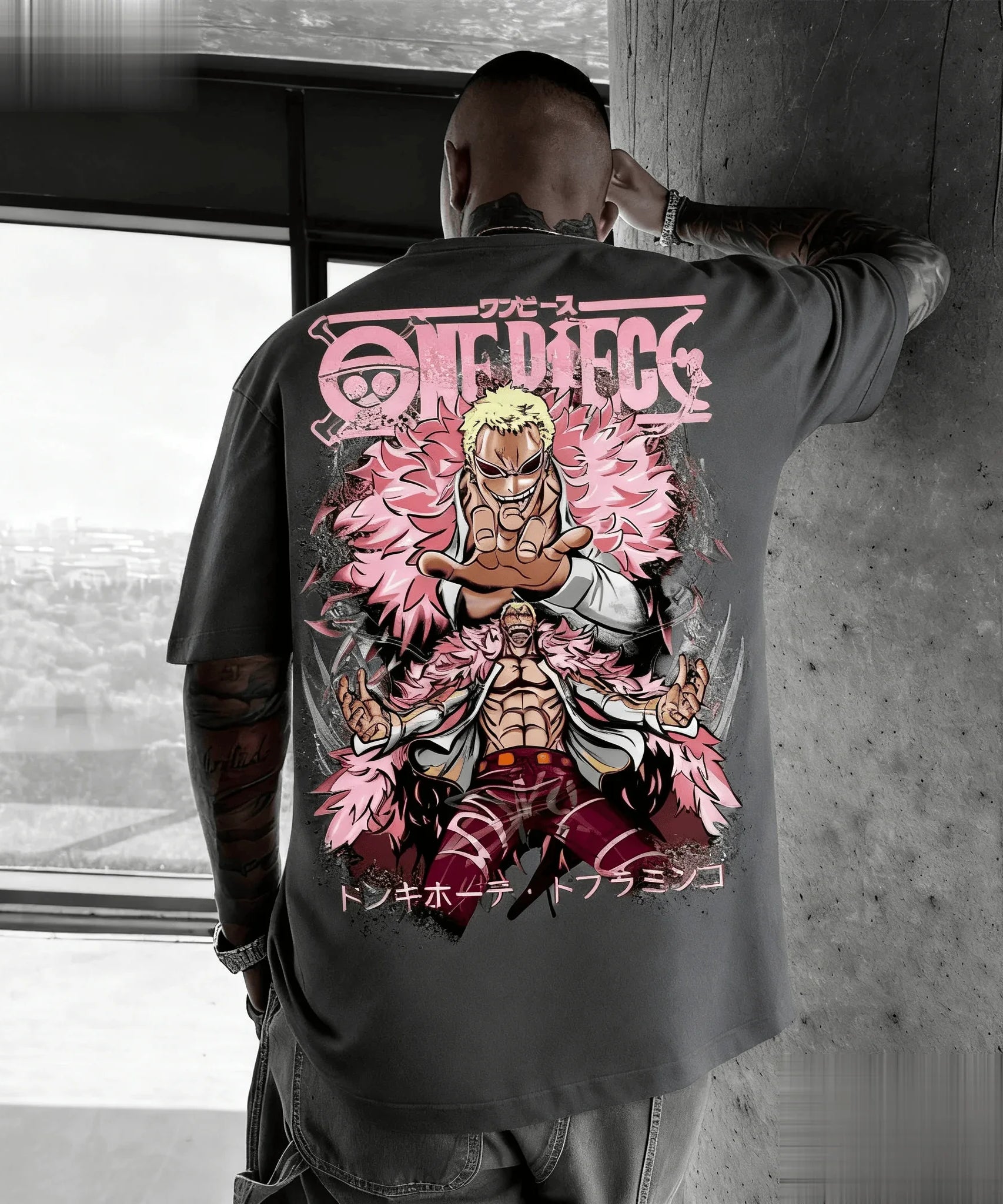 New Unisex One Piece Doflaminggo Anime Men T Shirt Short Sleeve Tee Summer Y2k Graphic Streetwear Casual Top Oversized