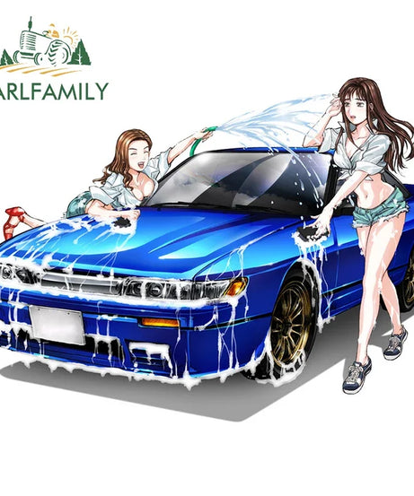 EARLFAMILY 13cm For ILLEGALSTREET X ANIME Window Fine Decal Sunscreen Car Sticker Anime Car Accessories Decoration