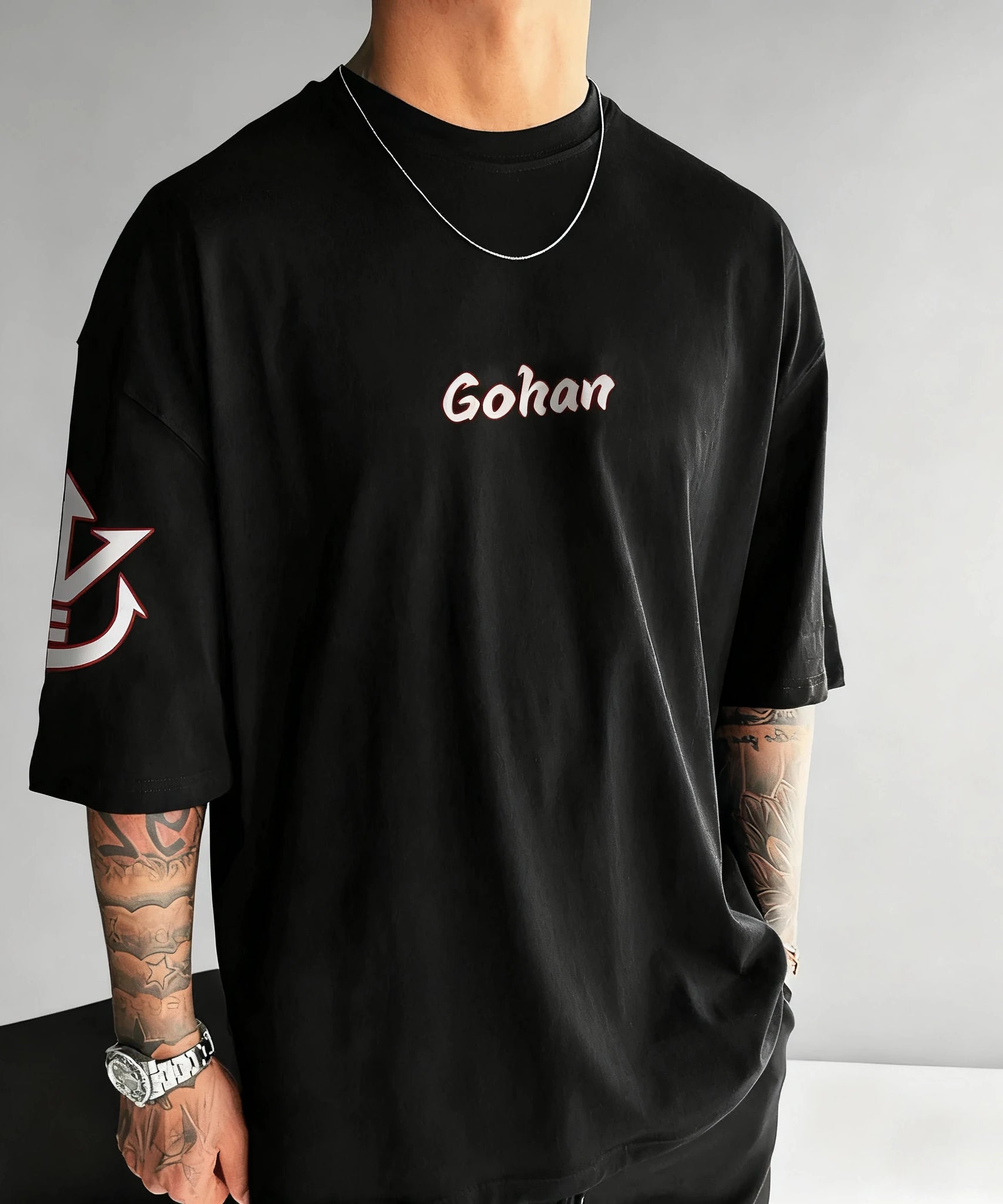 Dragon Ball Anime Joint T-shirt Summer Men's New Gohan Printed American Hip Hop Casual Loose Parent Child Short Sleeve Top