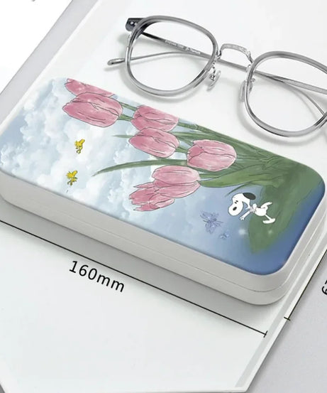 Snoopy Girl Korean Fresh Student Cute Disney Fashion Simple Anti-fall Portable Anti-Stress Folding Glasses Case