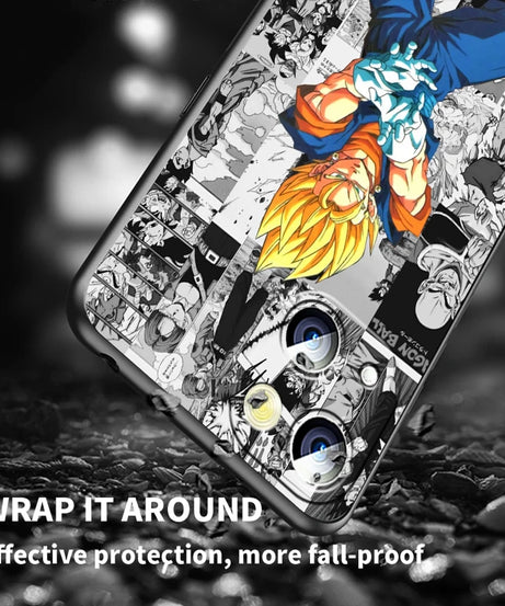 Manga D-Dragon Ball Z Art For iPhone 15 14 13 12 11 XS XR X 8 7 SE Pro Max Plus Mini Black Phone Case