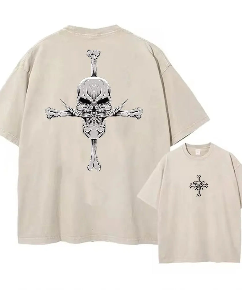 One Piece Anime Print Washed T-shirt Men Hip Hop Streetwear Oversized Women Short Sleeved Graphic Tee Summer Harajuku Casual Top