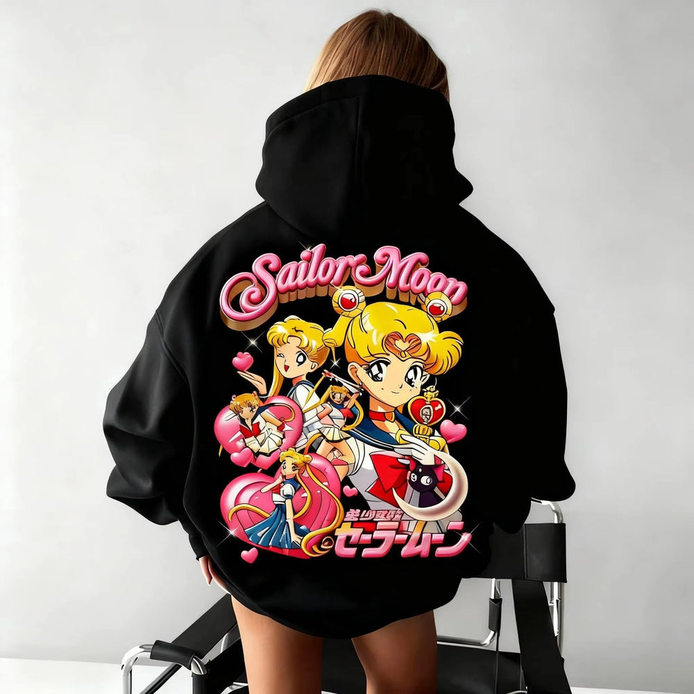 Sailor Moon Graphic Women's Hoodie – Sweet Y2K Streetwear Pullover Sweatshirt