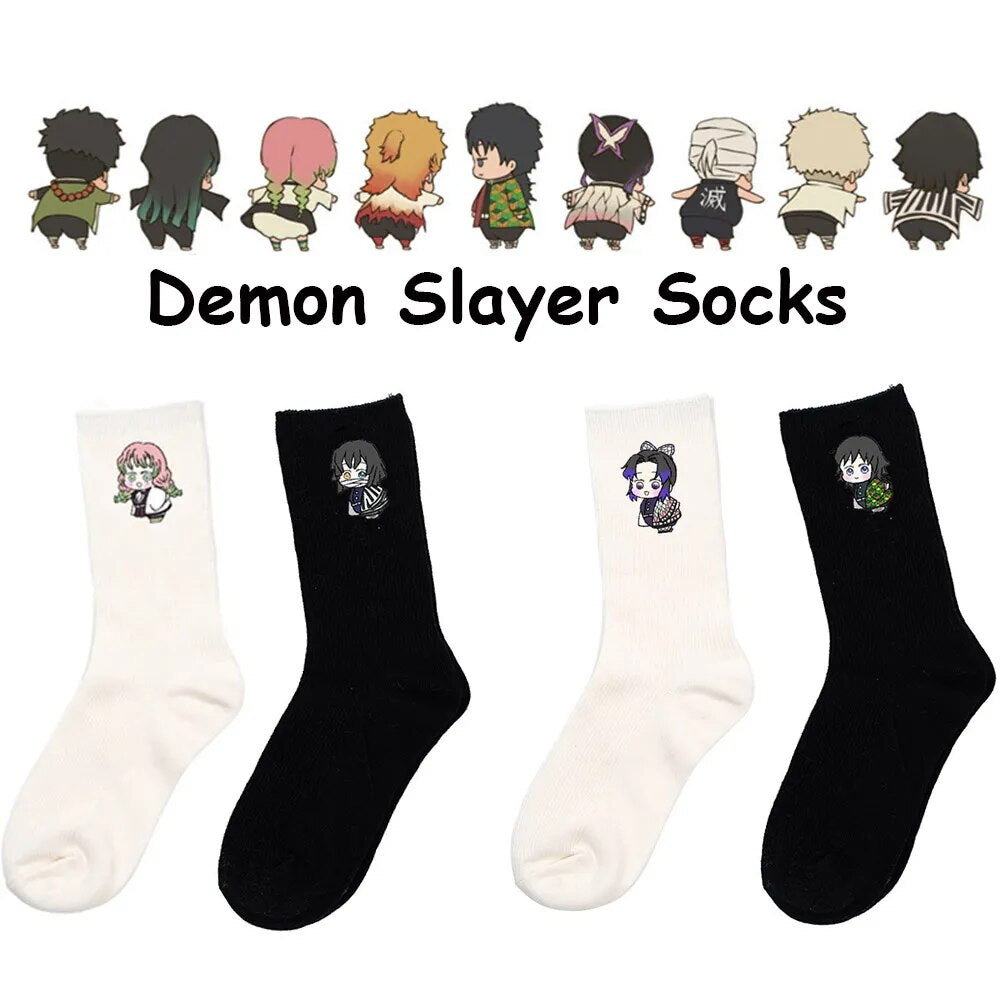 Anime Demon Slayer Cosplay Socks Mitsuri Obanai Shinobu Giyu Black Whi ...