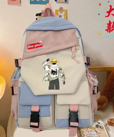 anime One Piece Luffy Zoro anime backpack large capacity student school bag male campus Korean version backpack birthday gift