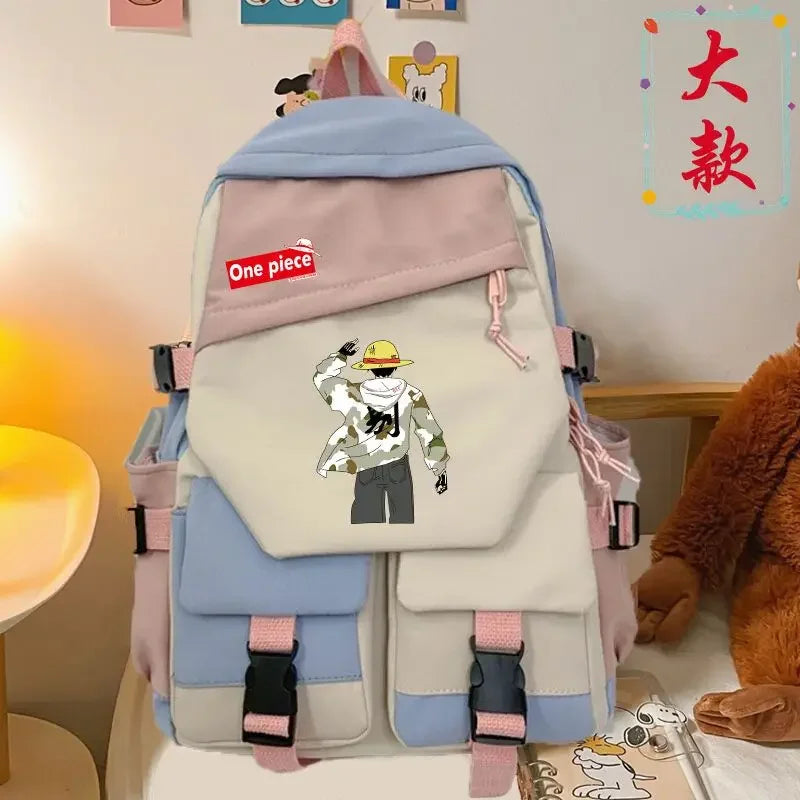 anime One Piece Luffy Zoro anime backpack large capacity student school bag male campus Korean version backpack birthday gift
