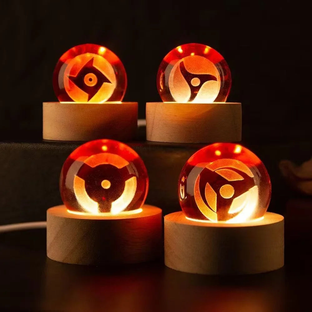 Naruto Night Light Writes Wheel Eye Crystal Ball Anime Sasuke Desktop Decor Ornaments Led Night Lamp Home Atmosphere Lights