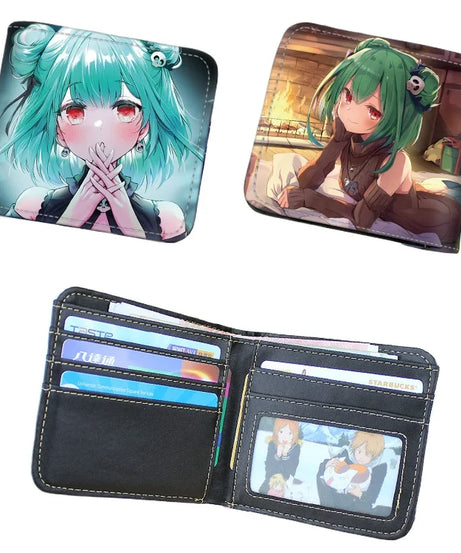 Anime Hololive Short PU Leather Wallet Cute Girls Nakiri Ayame Shirakami Fubuki Gawr Gura Folding Purse Gift