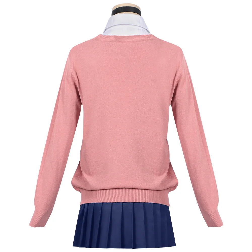 Anime Momo Ayase Cosplay Costume Women Sailor Dress Pink Sweater Skirt School Uniform Disguise Suits Halloween Carnival Clothes