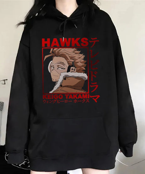 Anime Hawks Printed Hoodies Men/Women Sweatshirts Casual Hoodie Personality Pullover