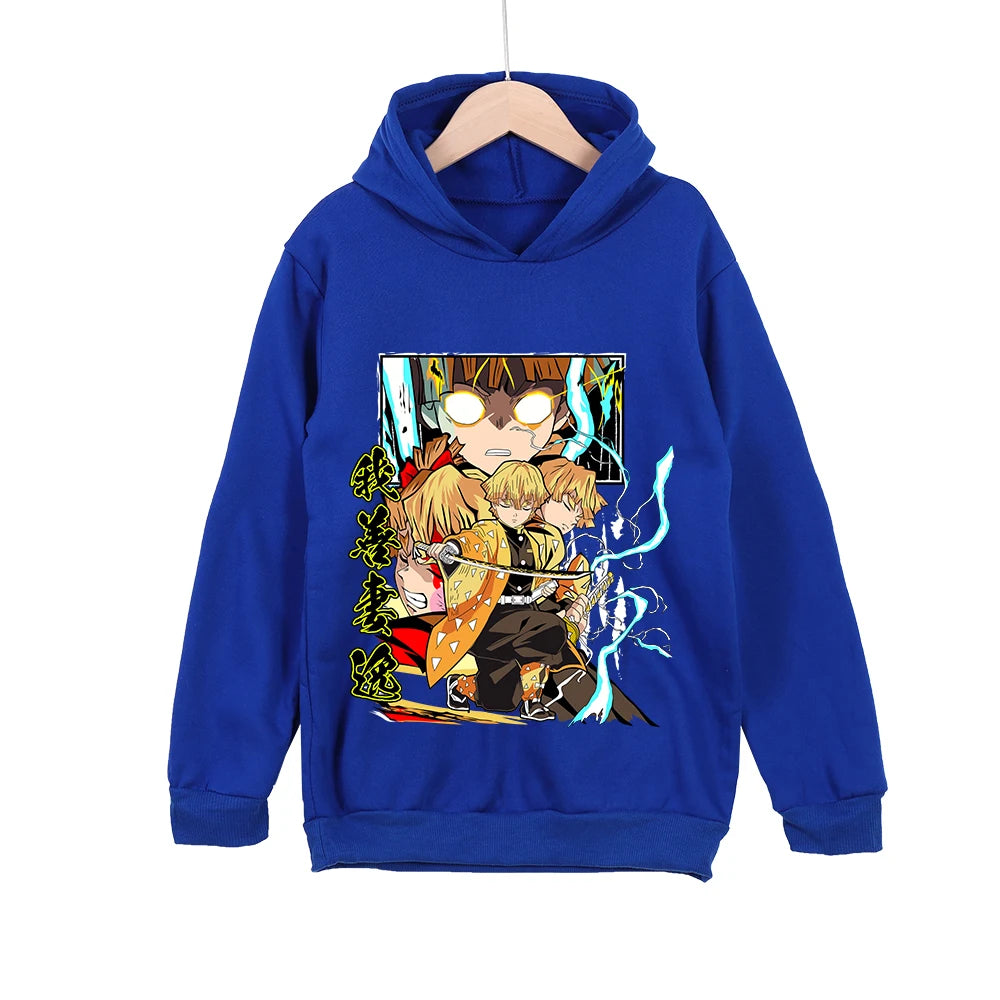 Kids Zenitsu Agatsuma Anime Cotton Hoodie – Pullover Sweatshirt Cosplay Costume 6