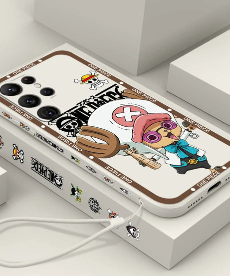 One Piece Chopper Cute Girl Liquid Left Rope For Samsung Galaxy S24 S23 S22 S21 S20 FE S10 Ultra Plus Lite 5G Cover Funda