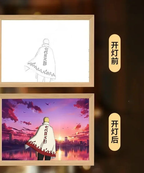 Naruto light painting Kakashi Sasuke Uchiha Madara anime bed head light bedroom creative personality night light holiday gift