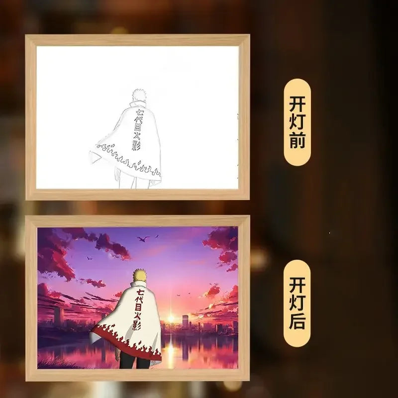 Naruto light painting Kakashi Sasuke Uchiha Madara anime bed head light bedroom creative personality night light holiday gift