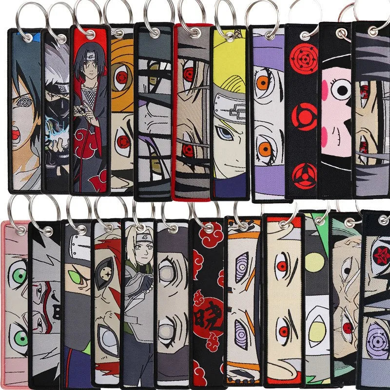 Anime Naruto Fabric Keychain Lanyard – Woven Character Zipper Pendant for Bags & Keys