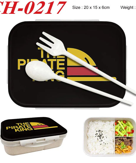 Anime One Piece Student Divided Bento Box Office Worker Light Lunch Box with Lid Style Wheat Straw Insulated Lunch Box