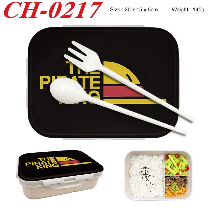 Anime One Piece Student Divided Bento Box Office Worker Light Lunch Box with Lid Style Wheat Straw Insulated Lunch Box