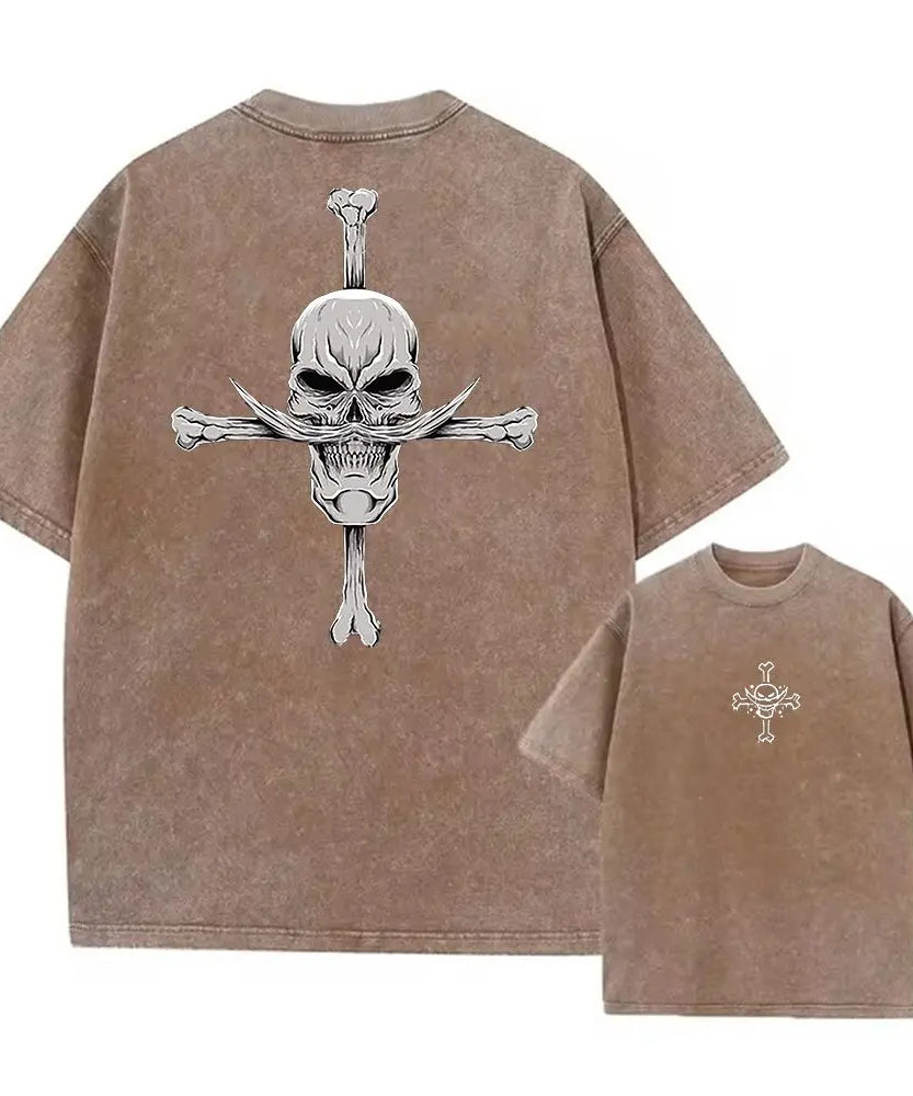 One Piece Anime Print Washed T-shirt Men Hip Hop Streetwear Oversized Women Short Sleeved Graphic Tee Summer Harajuku Casual Top