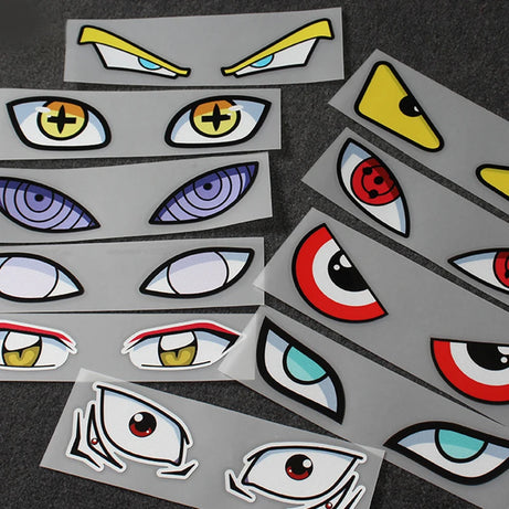 Anime Naruto Figure Sticker Uchiha Itachi Sharingan Madara Rinnegan Eyes Stickers Car Light Helmet Window Reflective Stickers