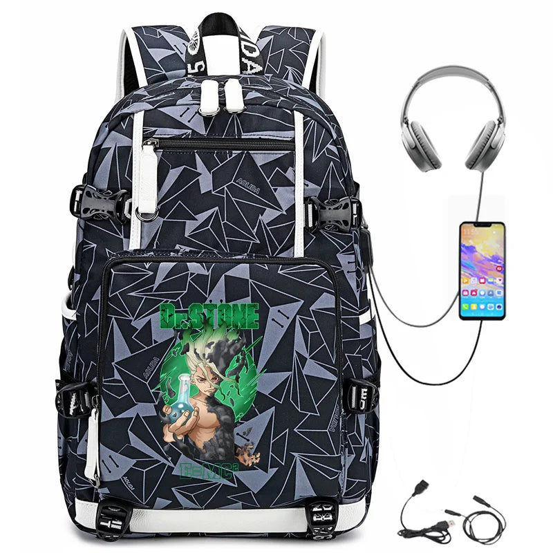 Dr. Stone Anime Backpack – Large Capacity Student & Travel Bag