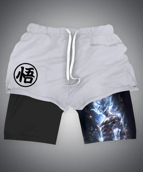 One Piece x Naruto x Dragon Ball 2-in-1 Men’s Gym Shorts – Quick-Dry & Breathable Sportswear