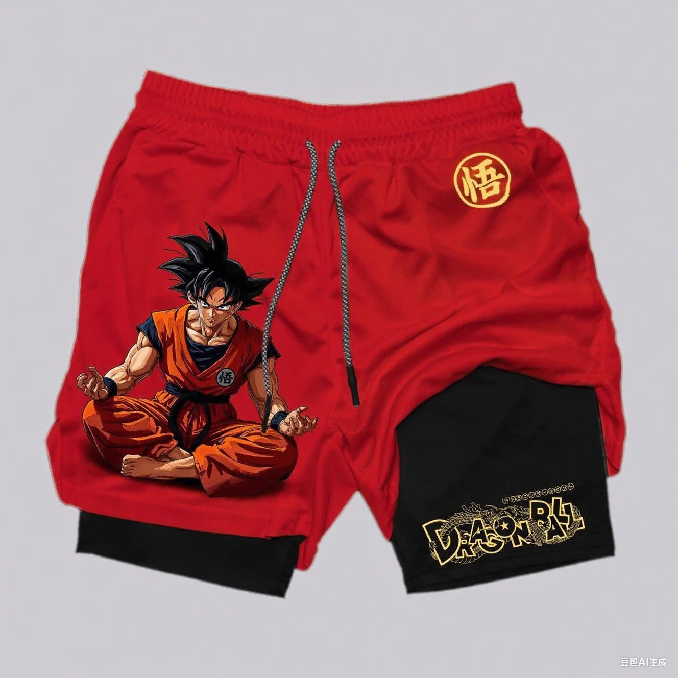 Dragon Ball Goku Anime Gym Shorts Men Double-layer 2-in-1 Sports Pants New Summer Print Beach Pants Streetwear