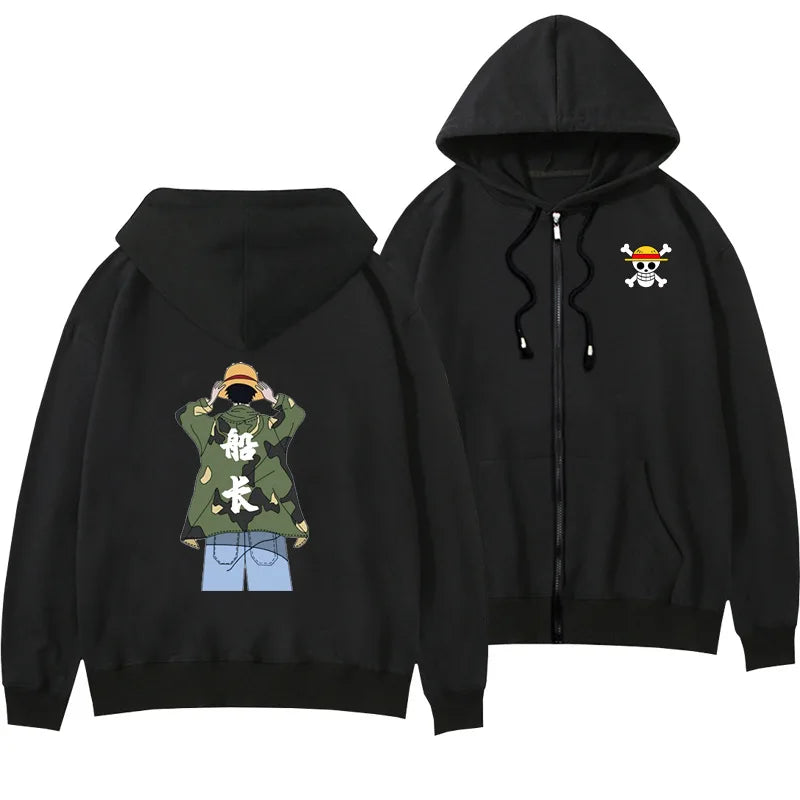 One Piece Anime Women Zip Up Hoodie Jacket Spring Autumn 2New Fashion Mens Sweatshirt Couple Promozed Clothes Coats