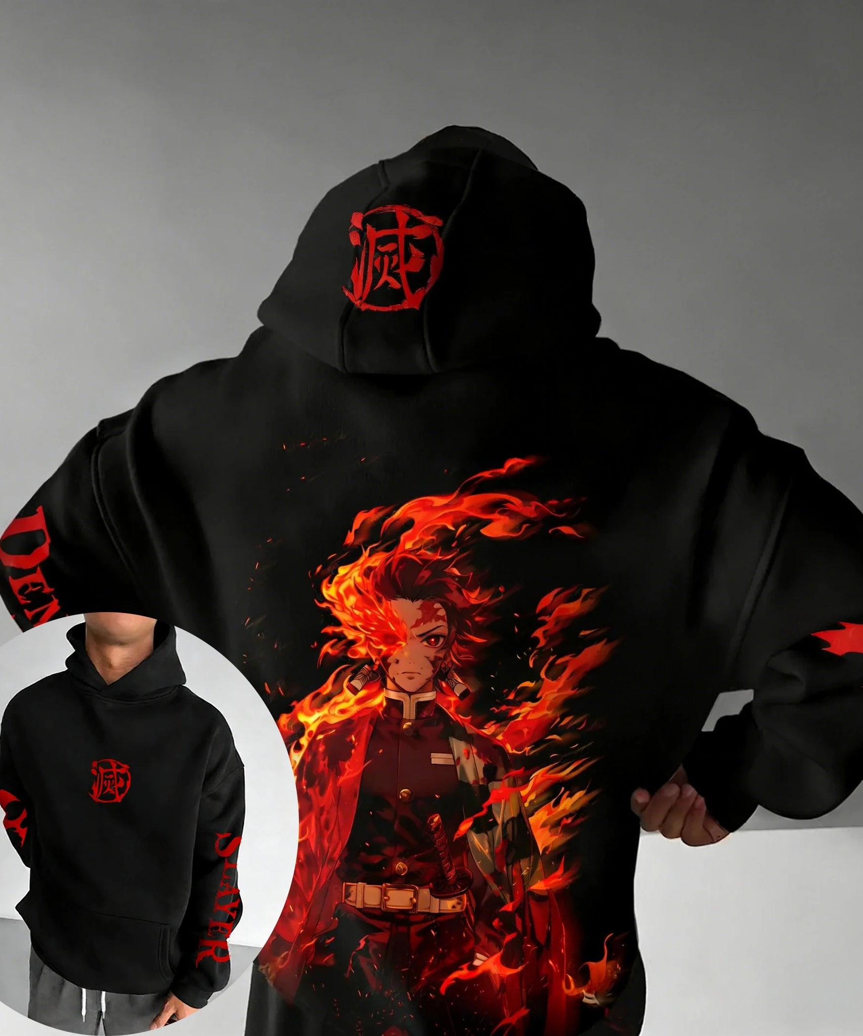 Demon Slayer Spring/Summer Unisex Hoodie New Tanjirou Anime Printed Street Hip Hop Oversized Loose Casual Parent-child Top