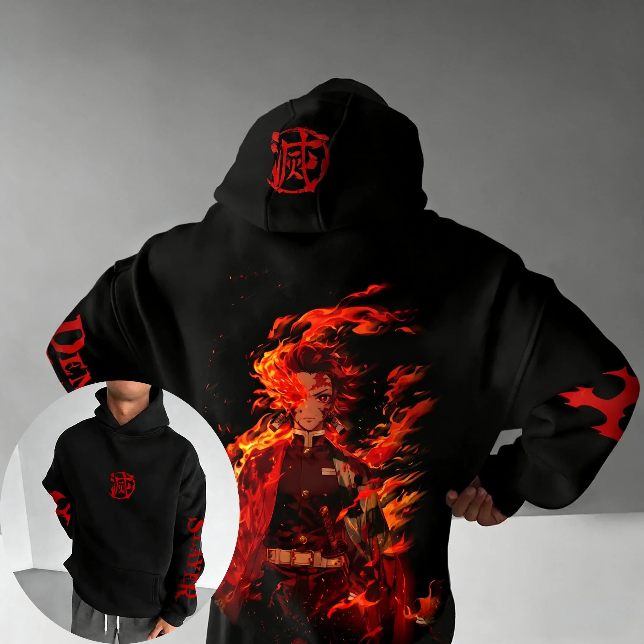 Demon Slayer Spring/Summer Unisex Hoodie New Tanjirou Anime Printed Street Hip Hop Oversized Loose Casual Parent-child Top