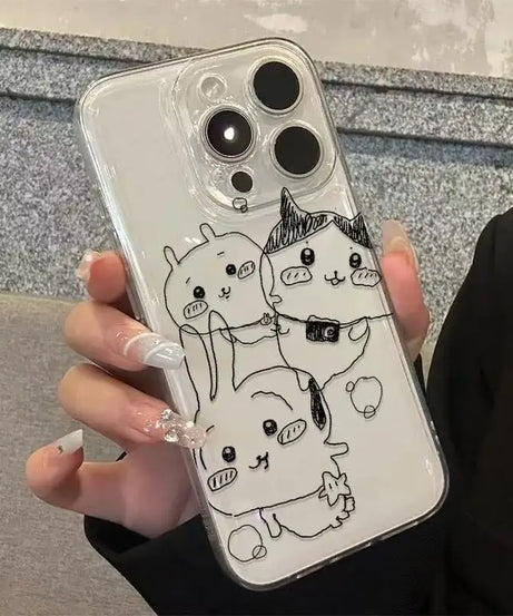 Kawaii Chiikawa Phone Case for Iphone 16 15 14 13 12 11 Pro Max Anime Transparent All-inclusive Cover for Iphone 16pro 15pro