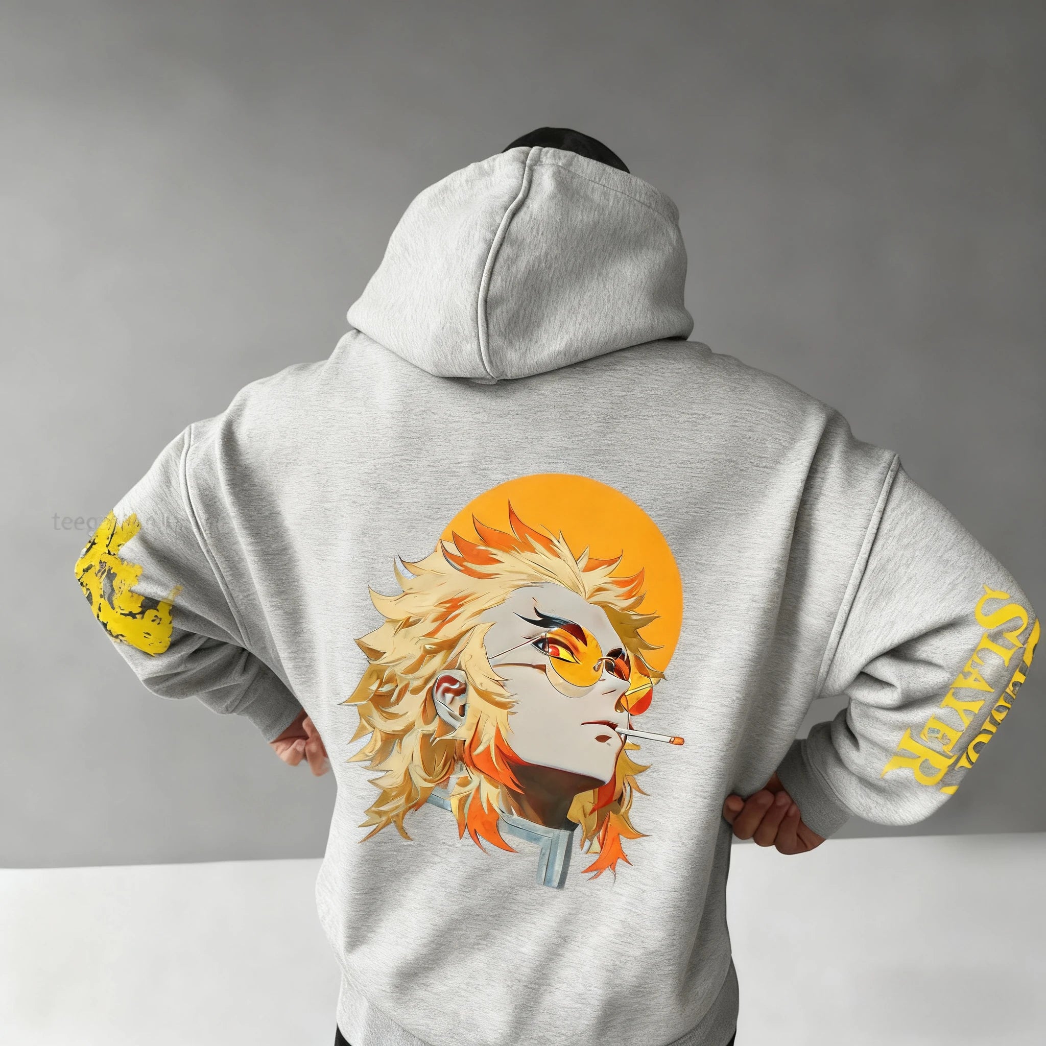 Demon Slayer Anime Autumn/Winter Men's New Rengoku Kyoujurou Printed Loose Casual Harajuku Parent Child Sweater Top