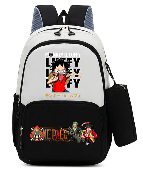 One Piece Luffy Zoro Backpack Kits Boy Student Usopp Chopper Anime Knapsack with Pencilcase Rucksack High-capacity Schoolbag