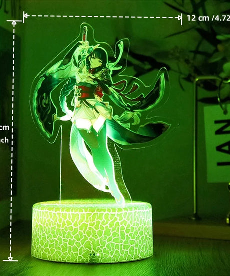 Genshin Impact 3D Lamp LED Night Light Anime Figures Zhongli Raiden Shogun Remote RGB Dream Colors Kids Bedroom Home Decor