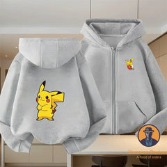 Pokémon Pikachu Pure Cotton Zip Up Hoodie – Premium Layered Sports Outerwear for Men & Women