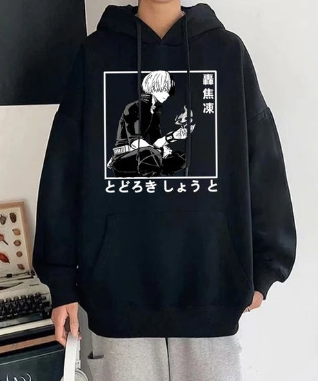 New Anime Todoroki Shoto Print Hooded Fashion Women Girl Sweatshirt Long Sleeve Casual Tops Harajuku Sweatshirt