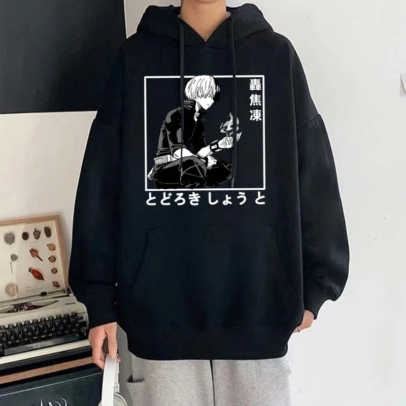 New Anime Todoroki Shoto Print Hooded Fashion Women Girl Sweatshirt Long Sleeve Casual Tops Harajuku Sweatshirt