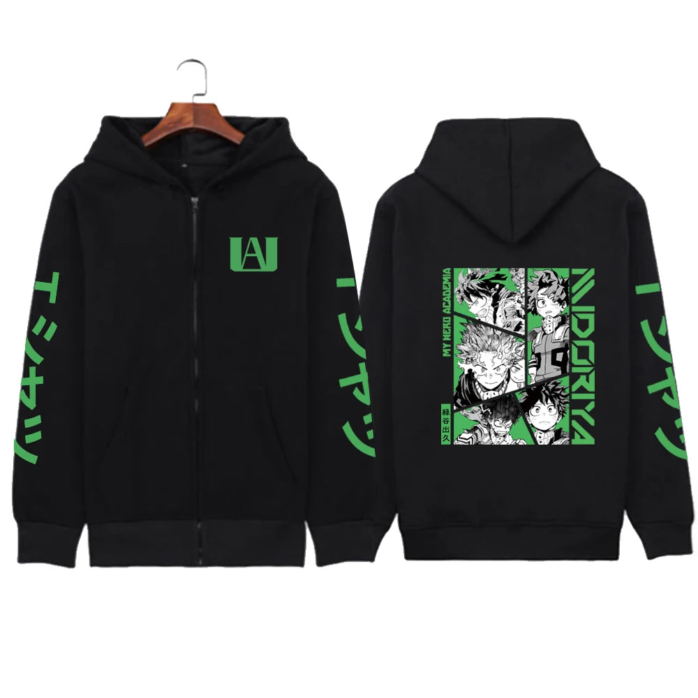 My Hero Academia Dabi Graphic Zip Up Hoodie Heavyweight Winter Fleece Streetwear Jacket