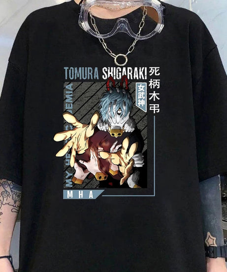 New Shigaraki Tomura Print T Shirts Women Men Casual Round Neck Tees Top Summer Cool Anime Loose Short Sleeve