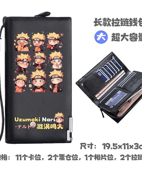 Naruto Uchiha Sasuke Anime Peripheral Zipper PU Wallet Handsome Personality Boy Print Coin Purse Short Card Pack Holiday Gift