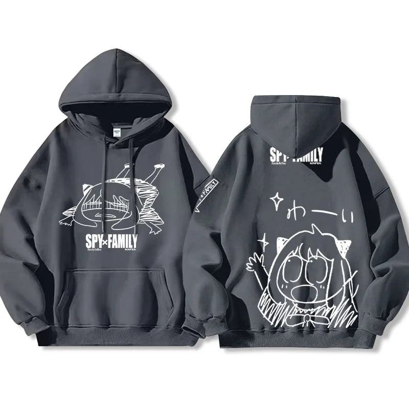 Spy x Family Anya & Bond Graphic Fleece Hoodie Harajuku Streetwear