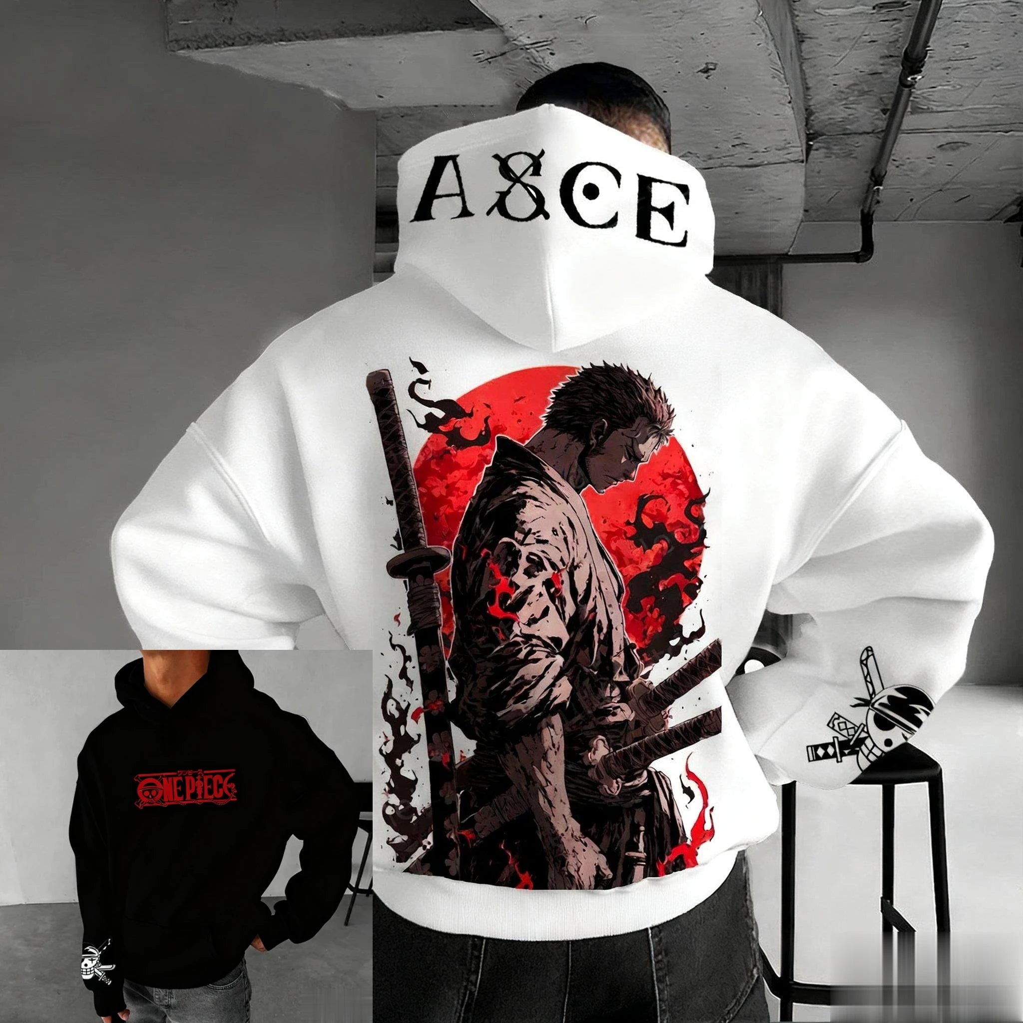 Anime One Piece Zoro Print Hoodie Men Women New Spring Autumn Casual Streetwear Cosplay Jacket Pullover Sweatshirt Fashion Tops