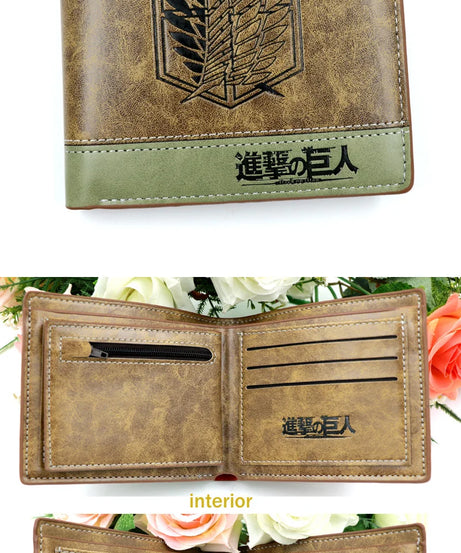 Attack on Titan Short Men Wallet Levi Survey Corps Men's Women's Coin Purse Scout Regiment Money Bag